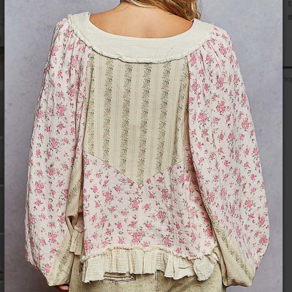 POL “ Lucy 2 “ POL V-Neck Woven Top with Ruffle Hem 28 - Picture 5 of 7